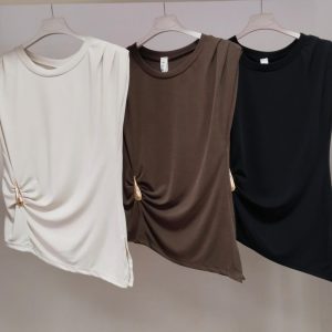 Camiseta canalé/asimétrica